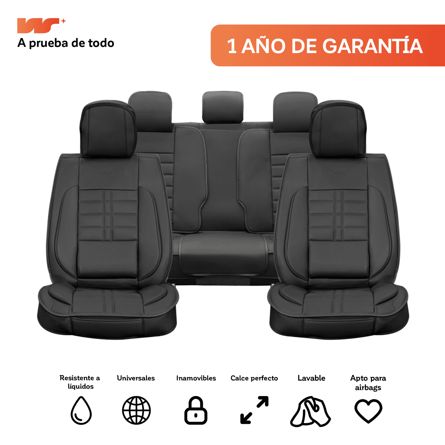 Fundas Asiento Auto Deluxe de Cuerina Adaptable