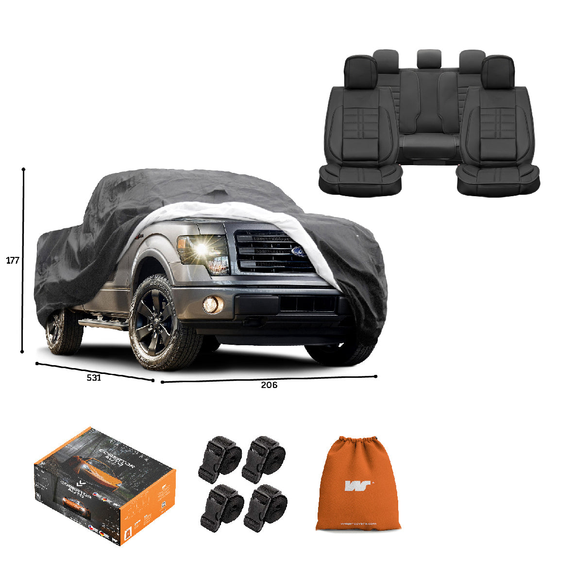 Pack Cobertor de Auto Deluxe + Funda de Asiento (20% OFF)