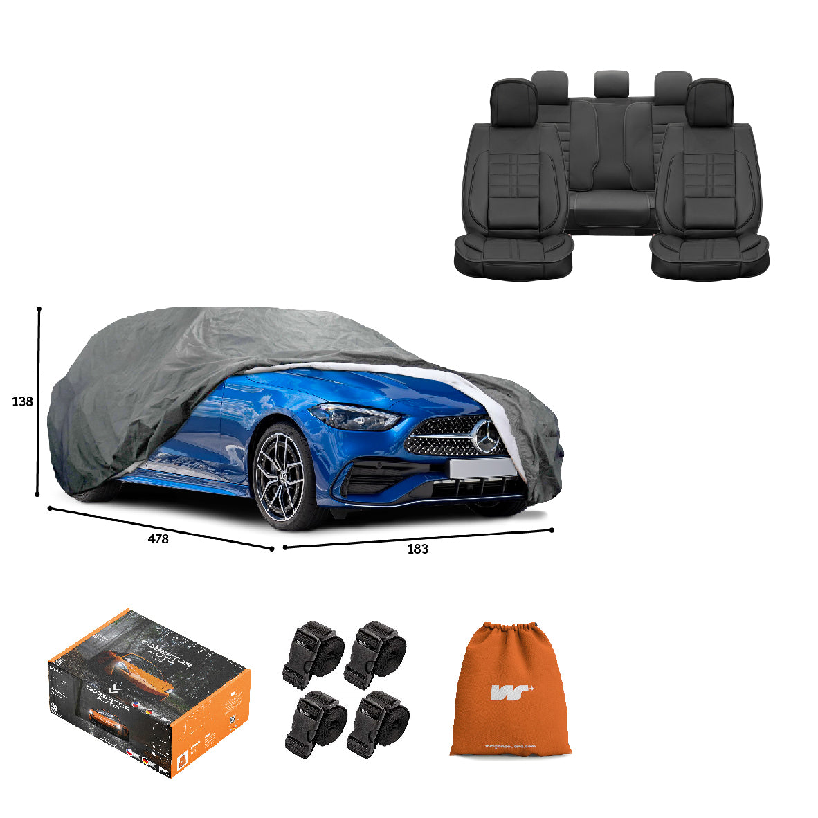 Pack Cobertor de Auto Deluxe + Funda de Asiento (20% OFF)