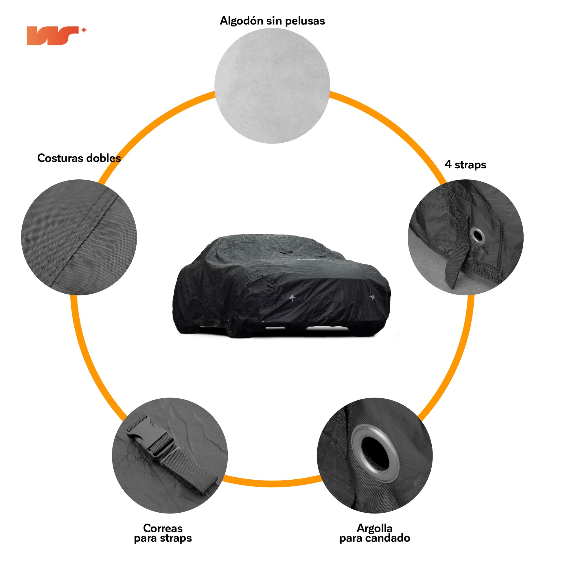 Funda para Auto Impermeable - Deluxe elementos